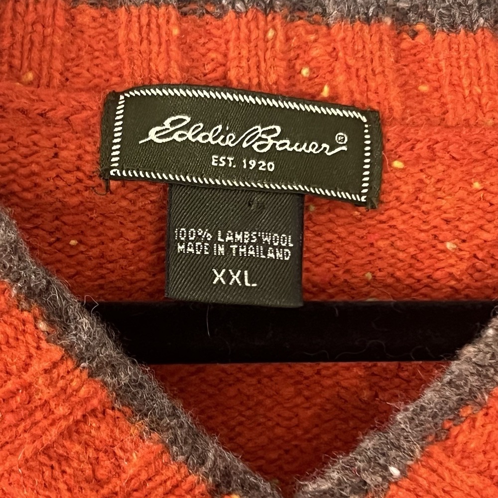 Vintage Eddie Bauer Lambswool Sweater Mens XXL Fair Isle Nordic Pullover Grandpa - Picture 3 of 6